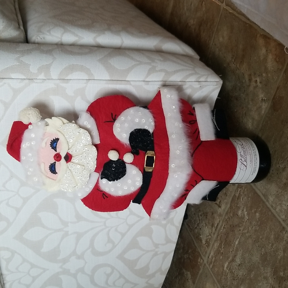 Mid century  felt santa claus wine bottle cover